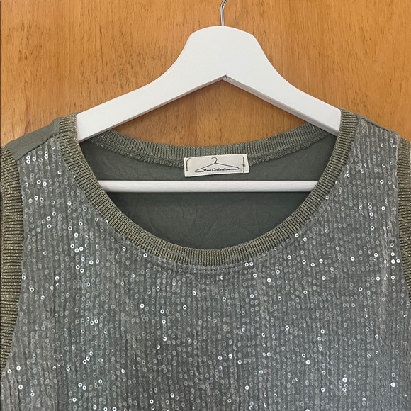 Olive Green Sequin Sparkle Tank - Picture 2 of 4